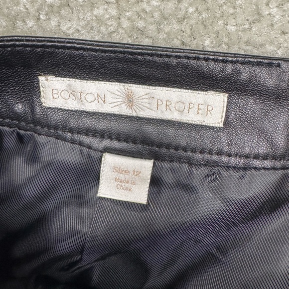 Boston Proper Black Leather Fringe Skirt Y2K/90’s Vintage - Picture 3 of 7